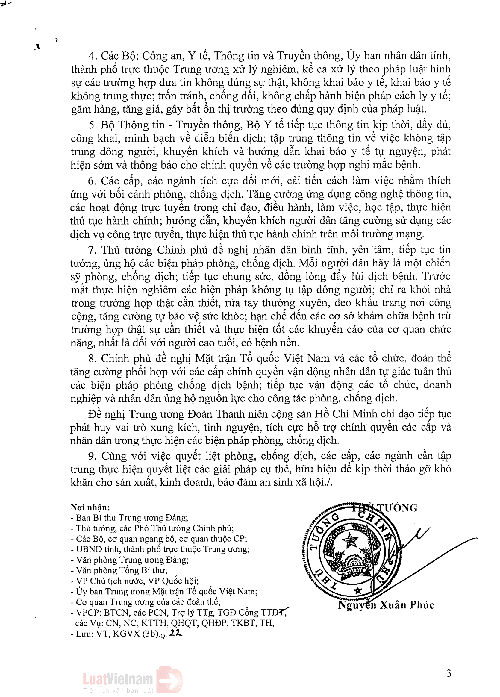 Thủ tướng: Tạm đình chỉ cơ sở kinh doanh dịch vụ đến 15-4